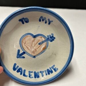 Hand-Painted Blue Valentine Ceramic Dish